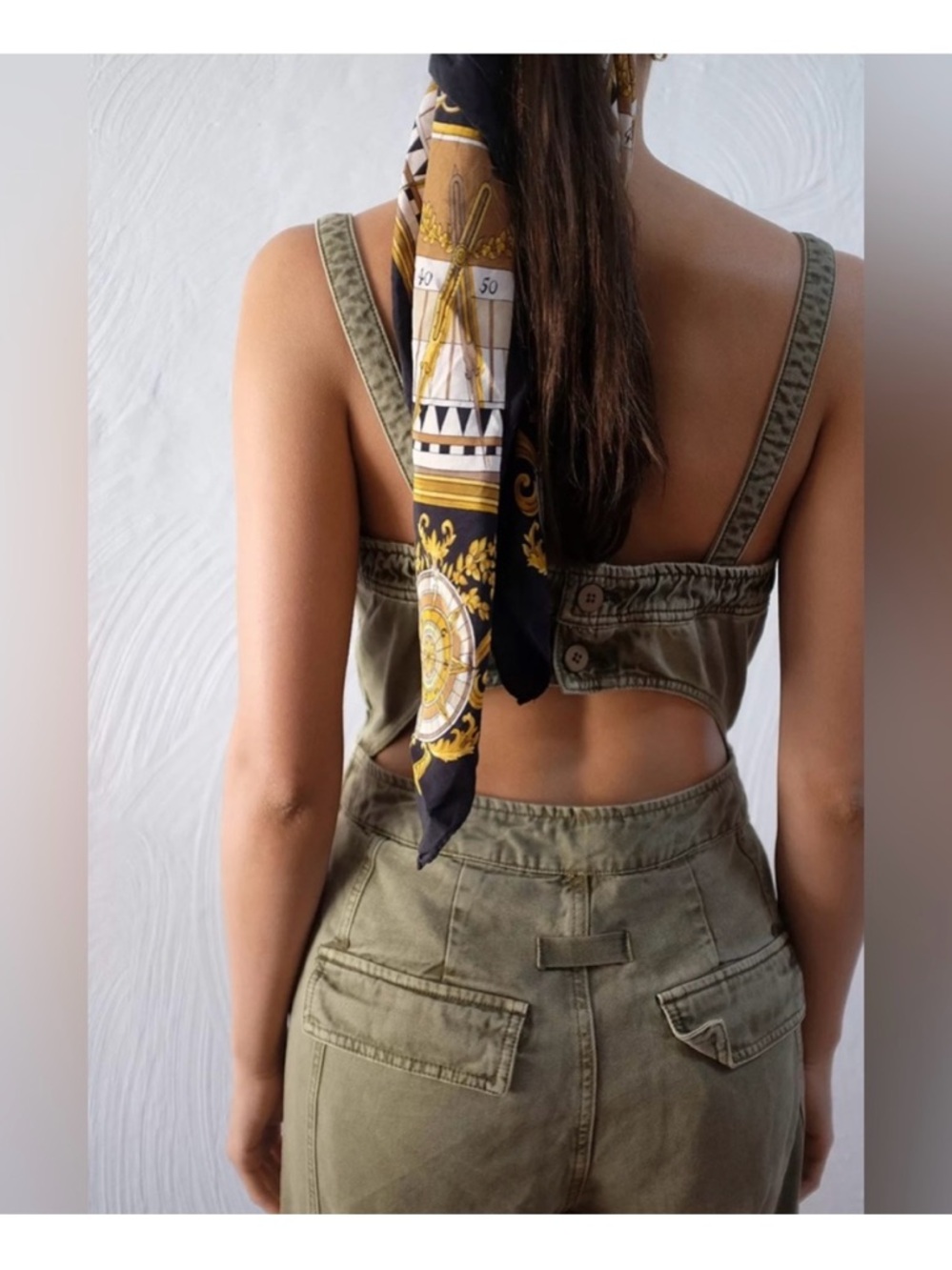 Olive Green Utility Jumpsuit with Belt - Picture 3 of 5